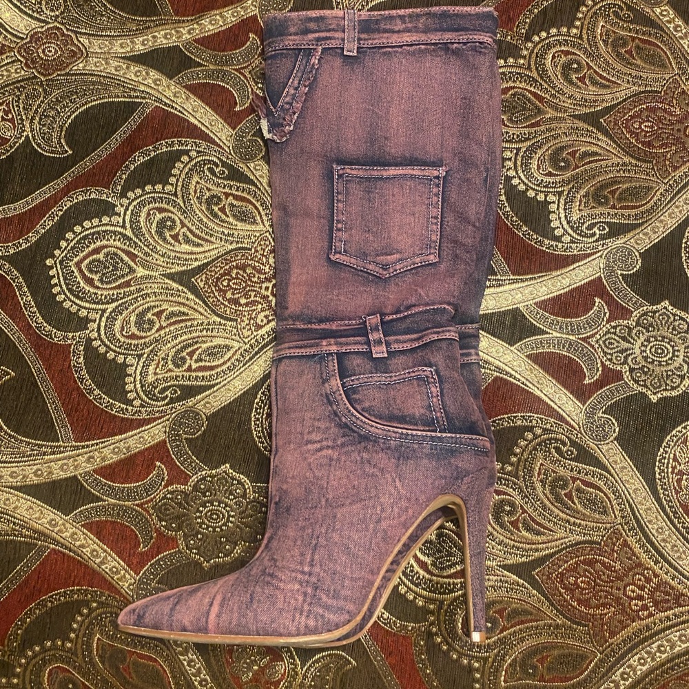 Denim High Heel Boots